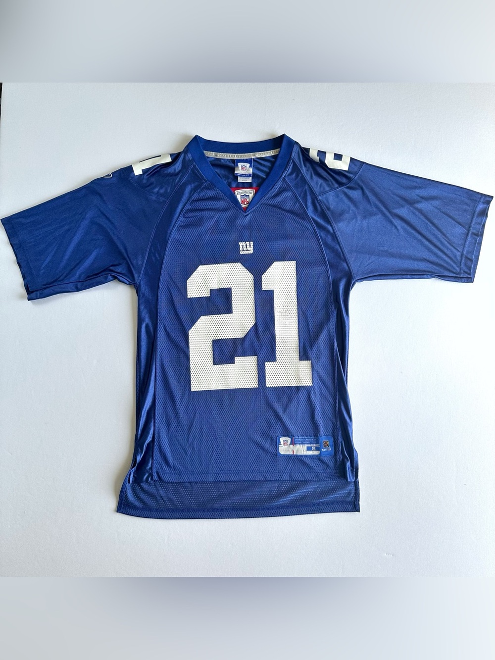 NY Giants Tiki Barber 21 NFL Football Jersey Men S Blue Rebok On Field New York